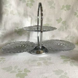 Vintage 3 Tier Folding Metal Server Tray